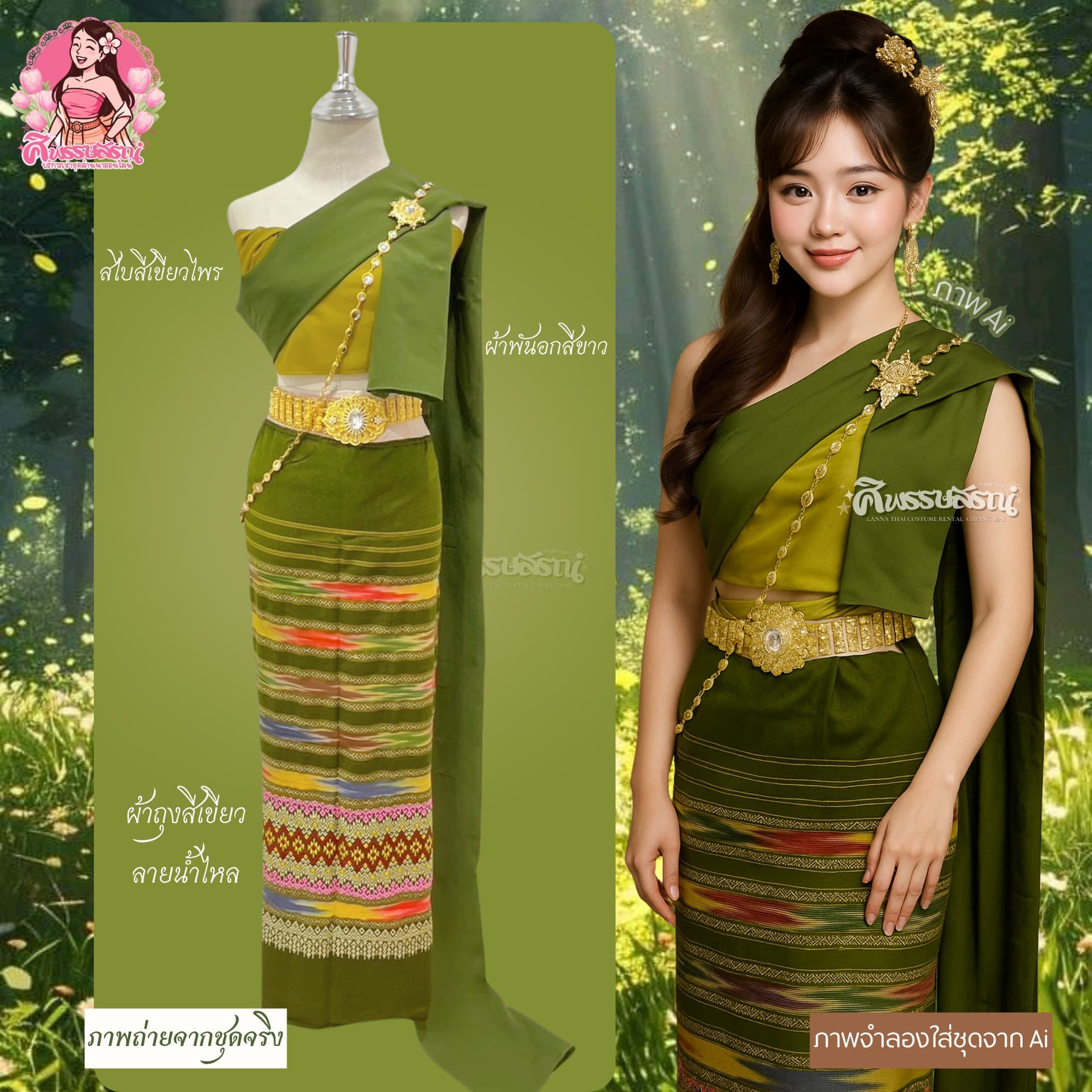 ชุดล้านนาสีเขียว