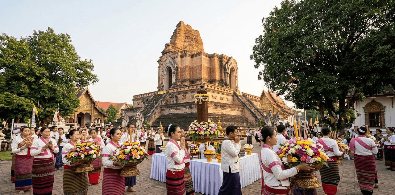 ประเพณีใส่ขันดอกบูชาเสาอินทขิล จังหวัดเชียงใหม่ 2569